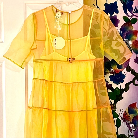 🌺🎉HP🎉🌺 NWT Staud Hyacinth Organza Tiered Maxi Dress Multi Sunray - Picture 9 of 16